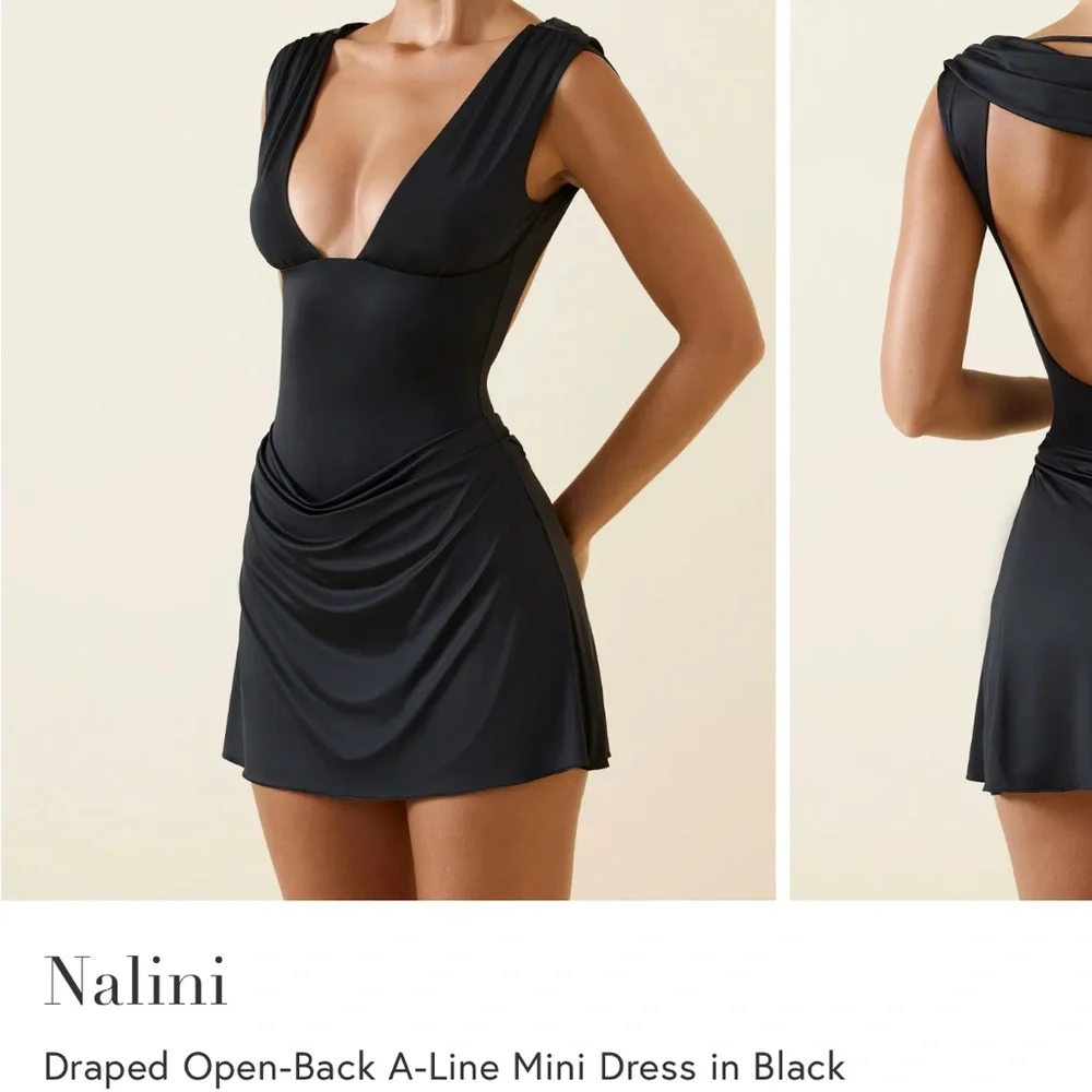 Oh Polly | Dresses | Oh Polly Black Ruched Backless Cocktail Dress |  Poshmark